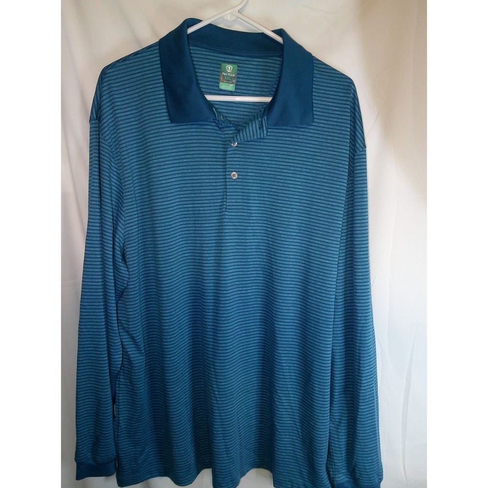 Pro Tour Golf Polo Shirt Long Sleeve Striped‎ Airplay XXL